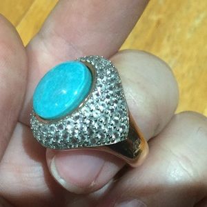 Turquoise ring from Italy rose tone size 7